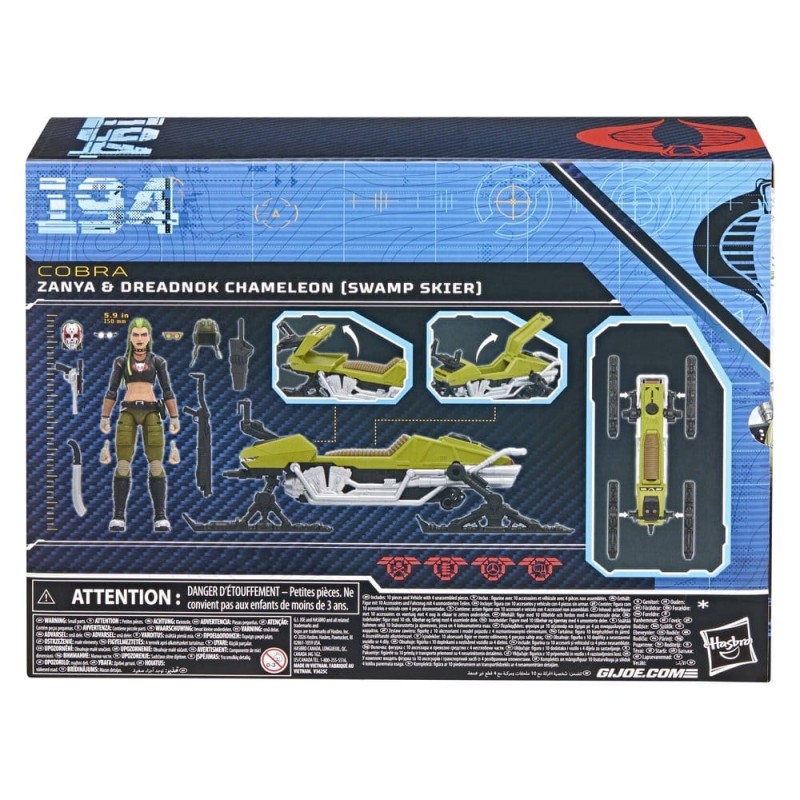 G.I. Joe Classified Series figurine et véhicule no.194 Zanya et Dreadnok Chameleon (Swamp Skier) 15 cm