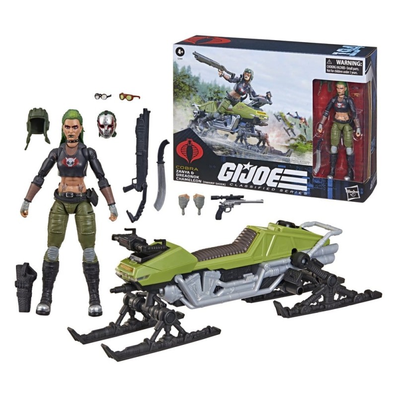 G.I. Joe Classified Series figurine et véhicule no.194 Zanya et Dreadnok Chameleon (Swamp Skier) 15 cm
