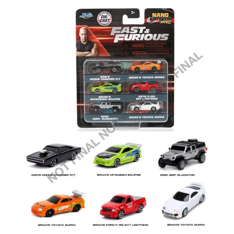 Fast & Furious Pack de 6 Nano Cars