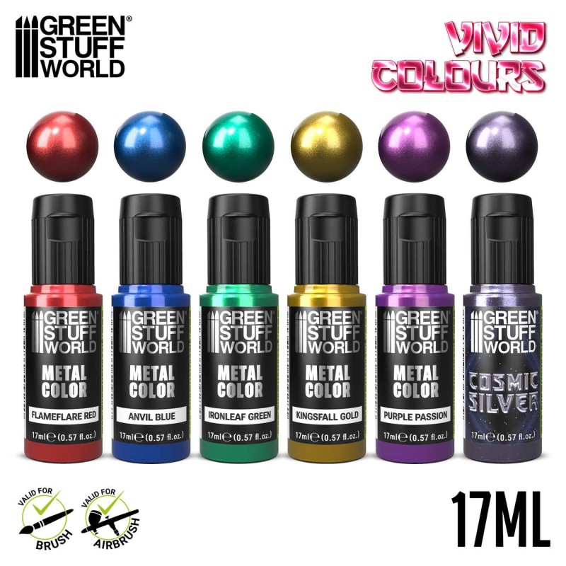 Green Stuff World - Metallic Paint Set - Vivid Colors