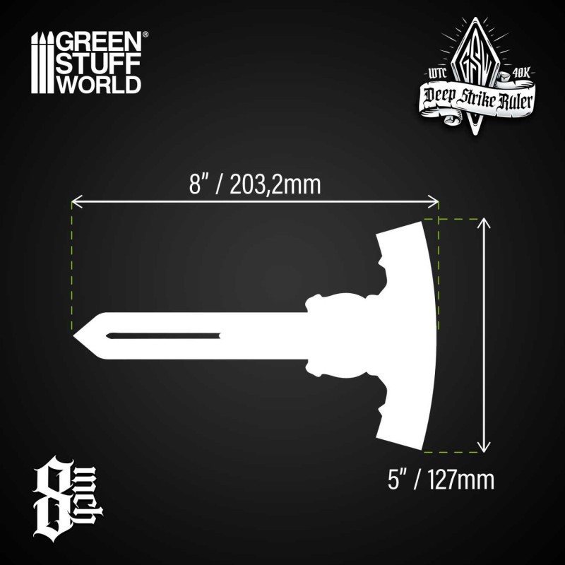 Green Stuff World - 8-inch diepe liniaal - oranje fluor