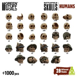 Green Stuff World - 3D geprint - Skulls & Bones - Human Skulls (x1000)