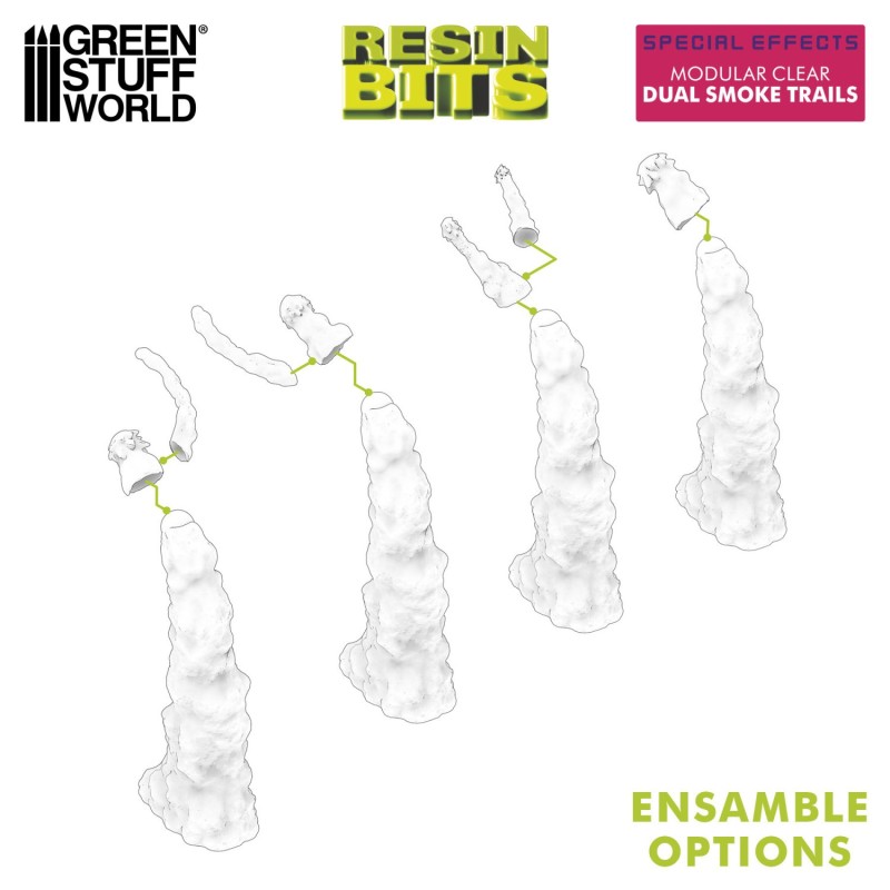Green Stuff World- 3D Printed - Effets Spéciaux - Fumées pour Réacteur Dorsal double transparente (Modulaire)