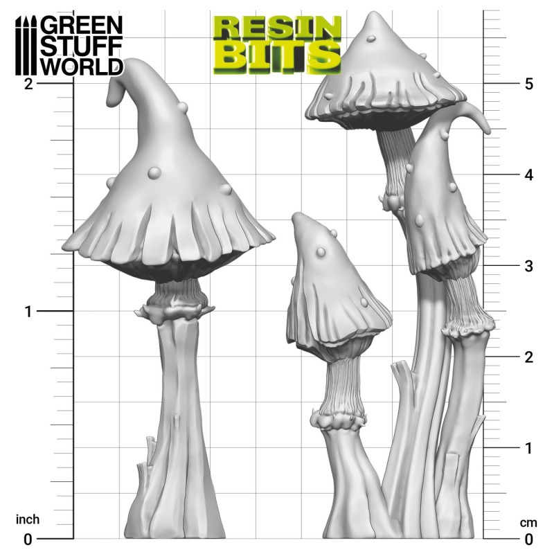 Green Stuff World- 3D Printed - Plants - Goblin Mushrooms XL