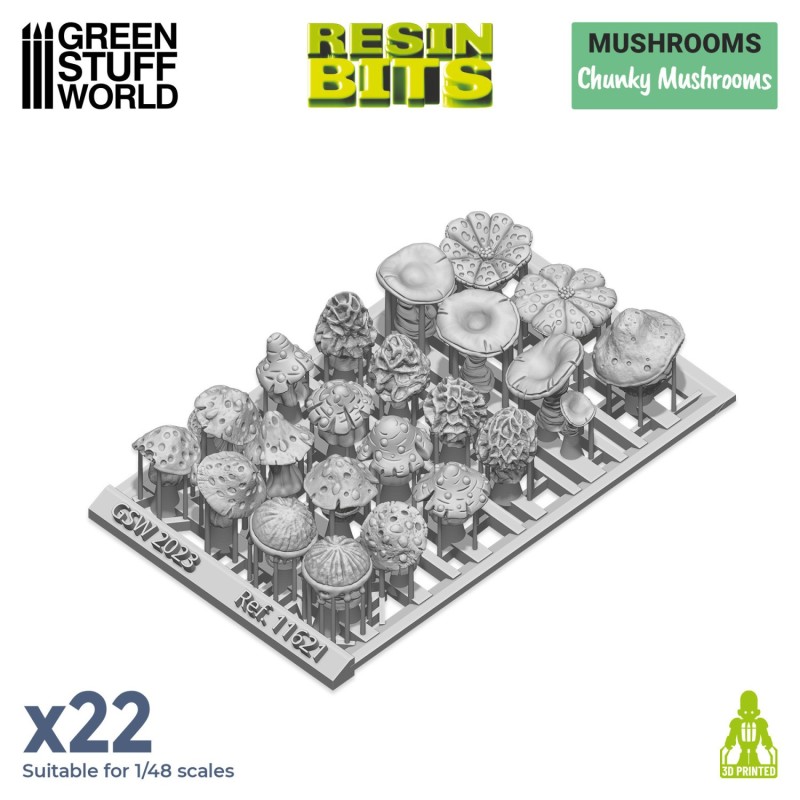 Green Stuff World- 3D Printed - Plantes - Champignons épais