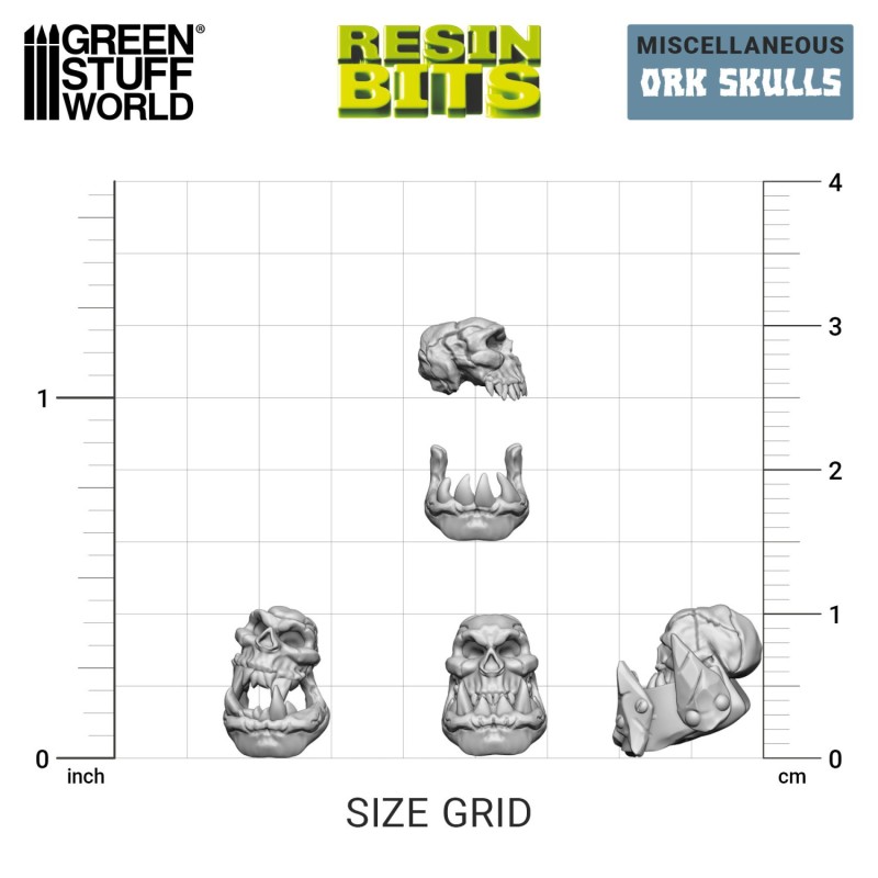 Green Stuff World- 3D Printed - Crânes & Os - Crânes Orcs