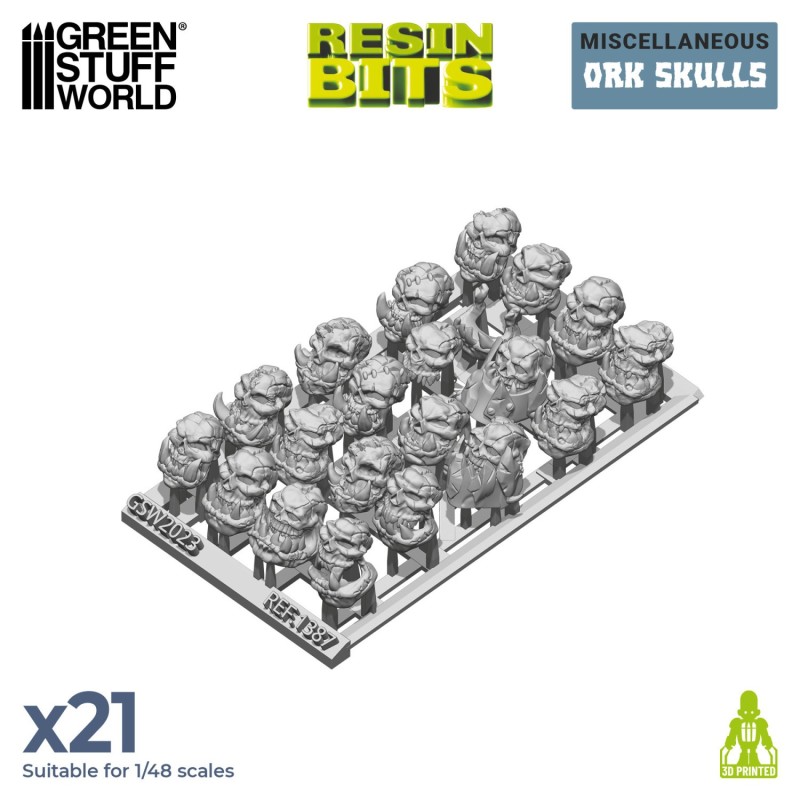Green Stuff World- 3D Printed - Crânes & Os - Crânes Orcs