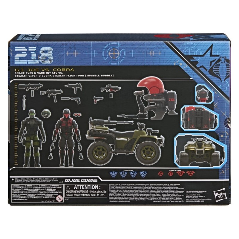 G.I. Joe Classified Series Action Figure & Vehicle Set Snake Eyes & Varmint ATV vs. Stealth Viper & Cobra Stealth Flight Pod ...