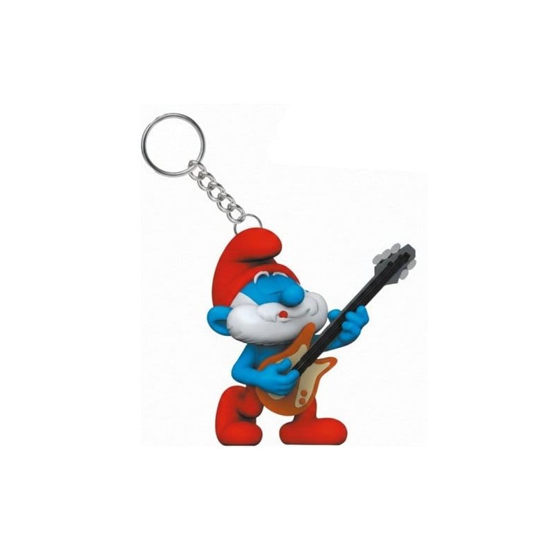 The Smurfs Keychain Papa Smurf with Guitar