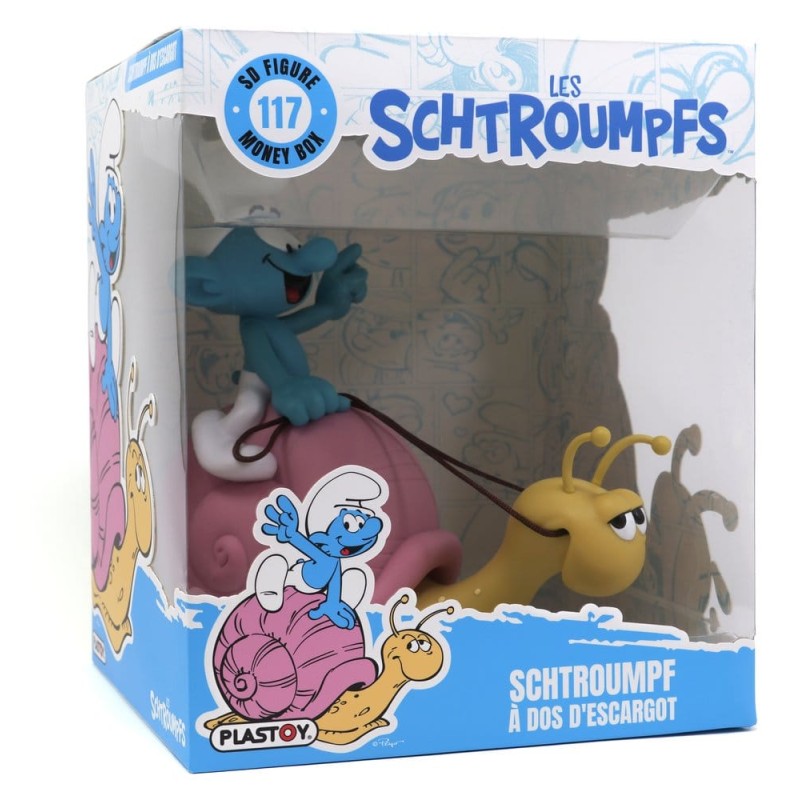 Les Schtroumpfs: Tirelire Smurf on a Snail's Back 19 cm
