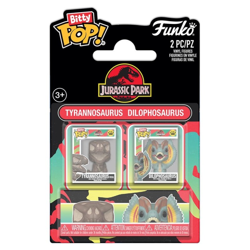 Jurassic Park 2-Pack Bitty POP Figures! Vinyl Tyrannosaurus Fossil & Dilophosaurus 2 cm