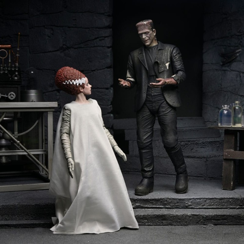 Universal Monsters 2 Pack Beeldjes Bride of Frankenstein 90-jarig jubileum Het Monster & Zijn Maat 18 cm