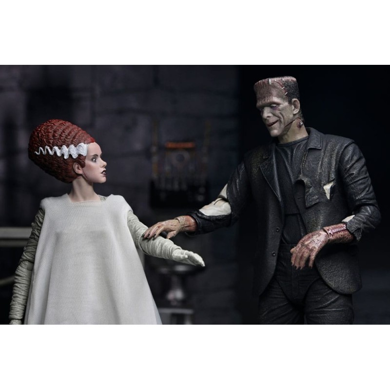 Universal Monsters 2 Pack Beeldjes Bride of Frankenstein 90-jarig jubileum Het Monster & Zijn Maat 18 cm