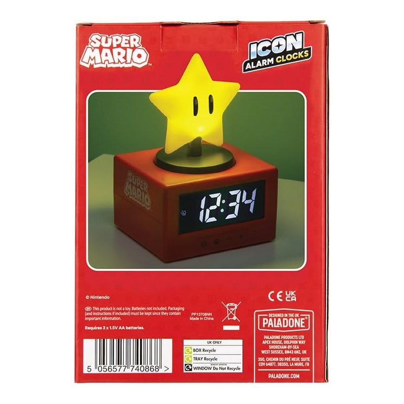 Super Mario Icon réveil Super Star 15 cm