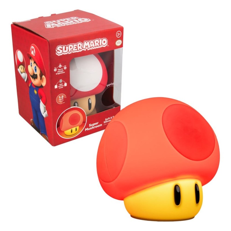 Super Mario SquishyGlo Super Mushroom Oplaadbare Lamp 15 cm