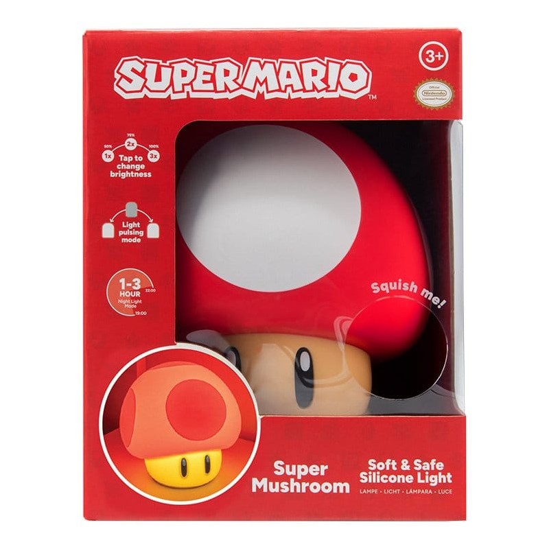 Super Mario SquishyGlo Super Mushroom Oplaadbare Lamp 15 cm