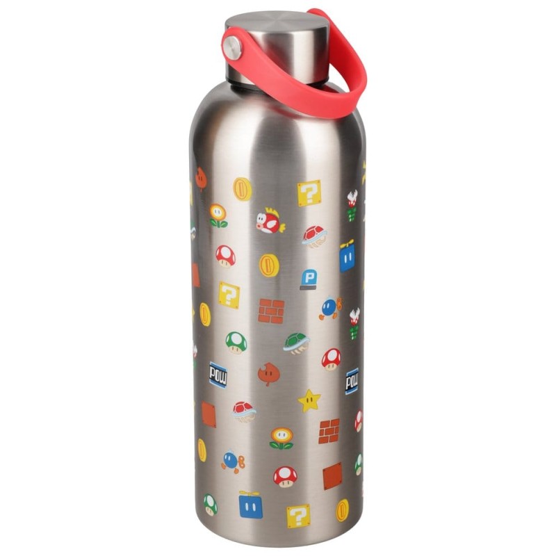 Super Mario Metalen Waterfles met polsband