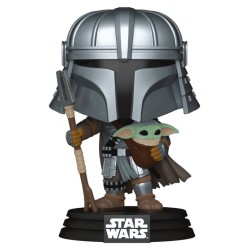 Star Wars POP! Vinylfiguur Bobble Head Mandalorian met Grogu (Impressies) Exclusief 9 cm