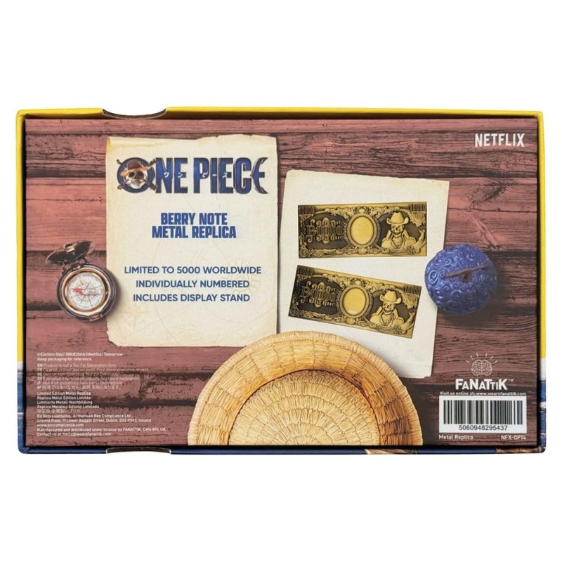 One Piece réplique Billet de banque en métal 10 000 World Berry 6 x 15 cm