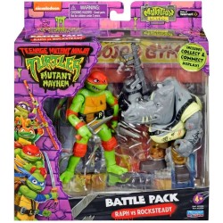 Ninja Turtles: Teenage Years Battle Pack figurines Raphael vs. Rocksteady 11 cm