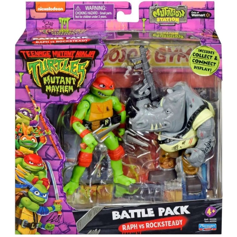 Ninja Turtles: Teenage Years Battle Pack Raphael vs. Ninja Turtles Rocksteady 11 cm