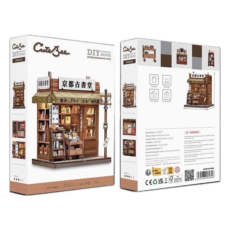 Figurine Model Kit Miniature House Antique Bookery of Kyoto 18 x 15 cm