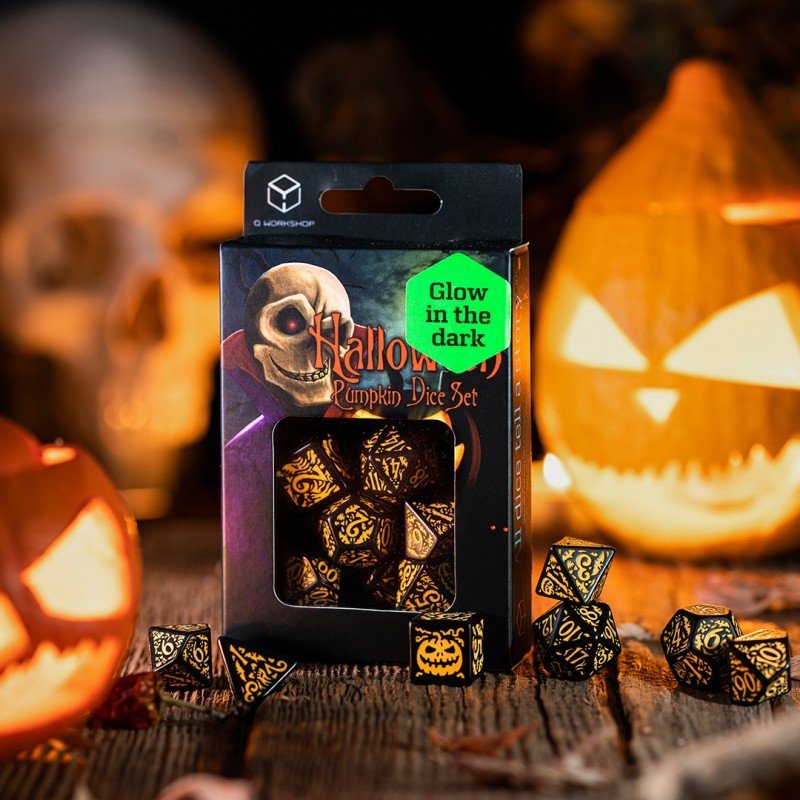 Q-Workshop - Dice Set (7 Dés) - Halloween Pumpkin - Jack O’Lantern | 5907699496327