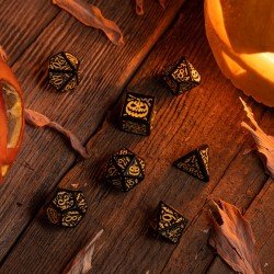 Q-Workshop - Dice Set (7 Dice) - Halloween Pumpkin - Jack O'Lantern | 5907699496327