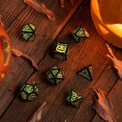 Q-Workshop - Dice Set (7 Dés) - Halloween Pumpkin - Jack O’Lantern | 5907699496327