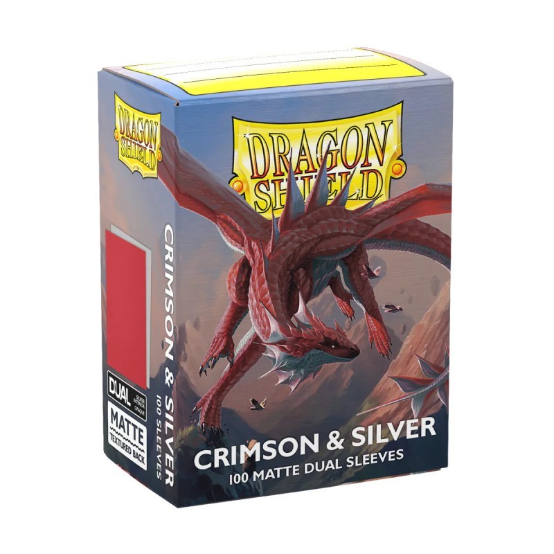 Dragon Shield Dual Matte Sleeves - Crimson & Silver (100 Sleeves)