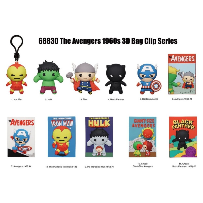 Marvel 3D porte-clés en PVC série 1 Avengers 60th Comic Covers Blind Bag Display (24)