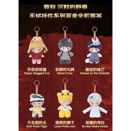 Neekyio Silent Beast Plush Keychain 15 cm Blind Box Display (6)