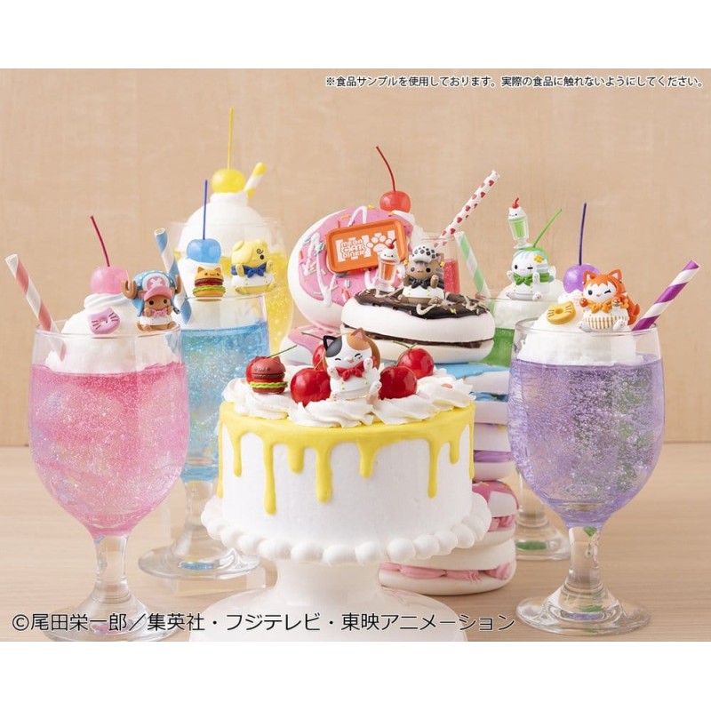 One Piece Mega Cat Project Mini Figures NyanPieceNyan! Diner! 3 cm Blind Box Display (6)