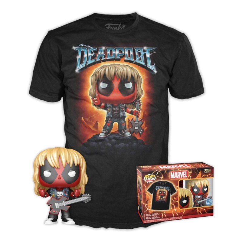 Marvel Funko POP! & Deadpool Heavy Metal Figure & T-Shirt Set (Size: Medium) | 889698750585