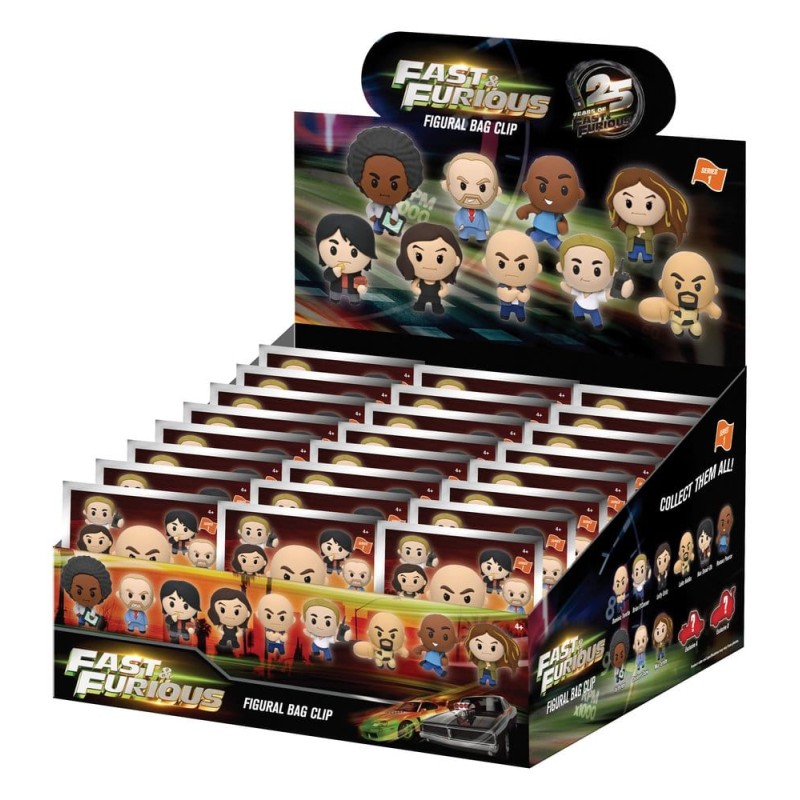 Fast & Furious 25th Anniversary 3D PVC Bag Clips Series 1 Blind Bag Display (24)