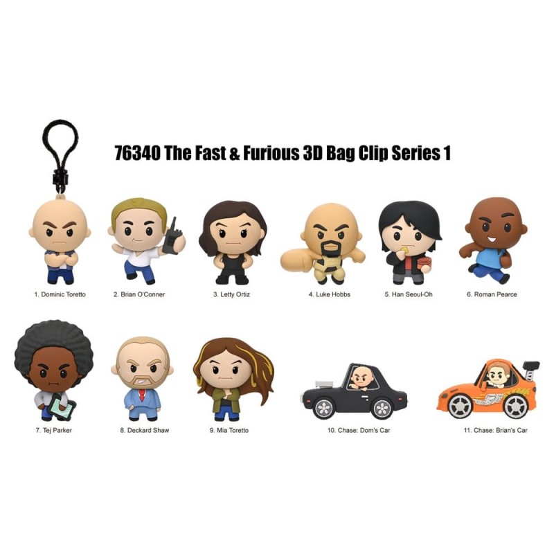 Fast & Furious 25th Anniversary présentoir porte-clés 3D en PVC série 1 Blind Bag (24)