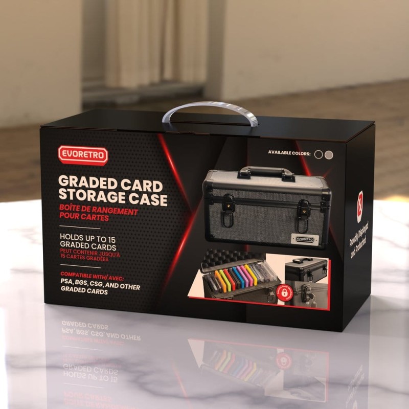 Evoretro valise TCG pour 15 Slabs Gray 33,9 x 13,4 cm