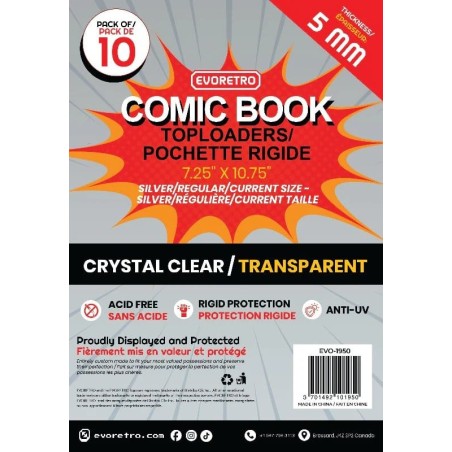 Evoretro Comics Topload Holder 10-Pack Silver