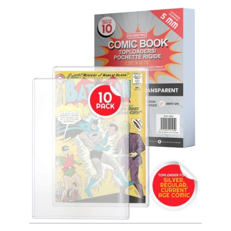 Evoretro Toploader pour Comics pack de 10 Silver