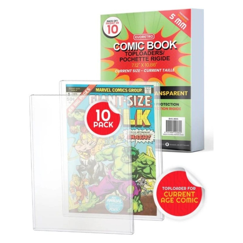 Evoretro Toploader pour Comics pack de 10 Current