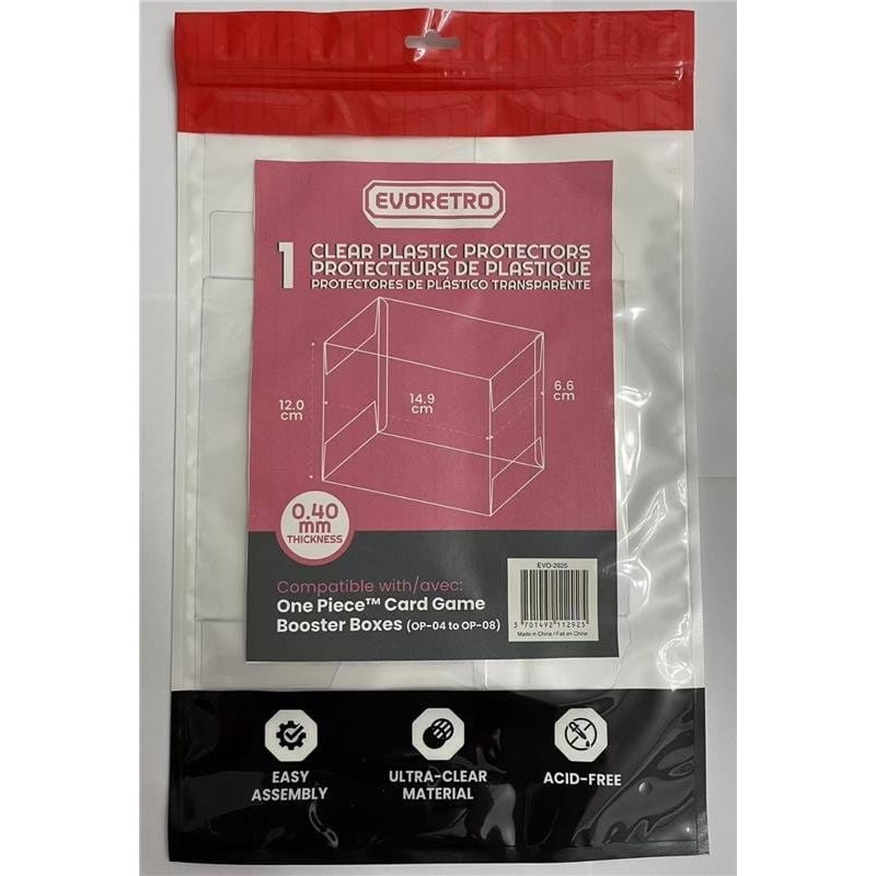 Pack 1 boîte de protection en PET pour One Piece Card Game Booster Boxes (OP-04 à OP-08) 12 x 6 x 15 cm