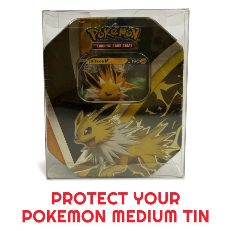 Evoretro Pack 5 boîtes de protection en PET pour Pokémon Medium Tins 12x8x15cm