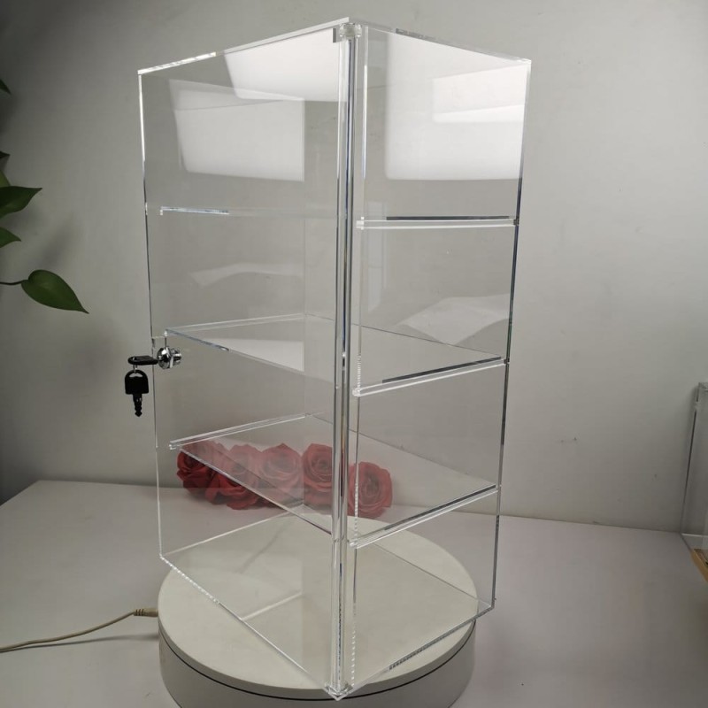Evoretro 4-Tier Locking Acrylic Tiered Countertop Showcase Display Case