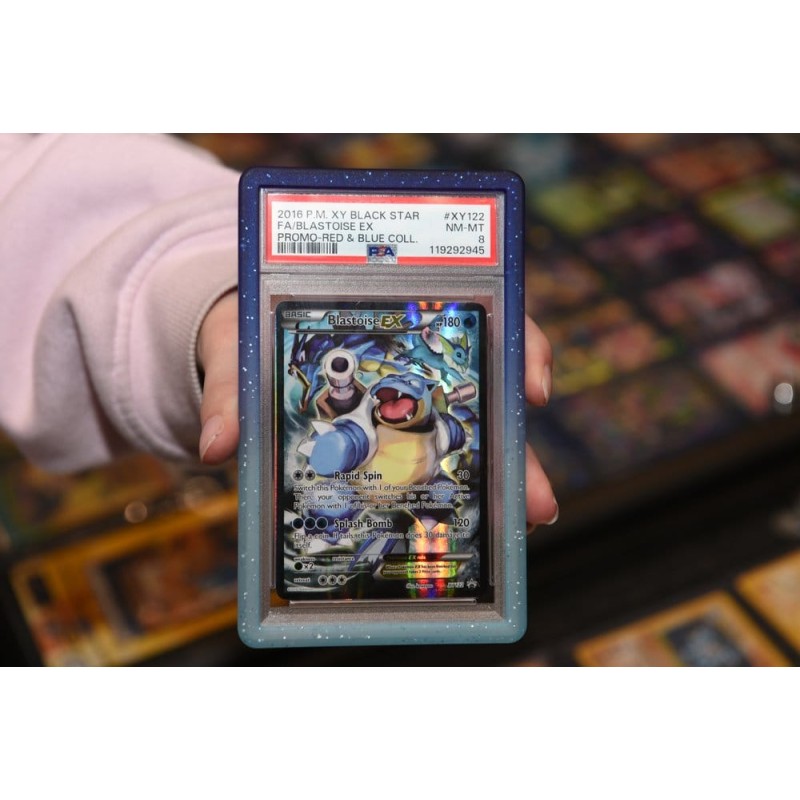 Evoretro Bumper for PSA Graded Card Slab Gradient Light Blue-Dark Blue Glitter