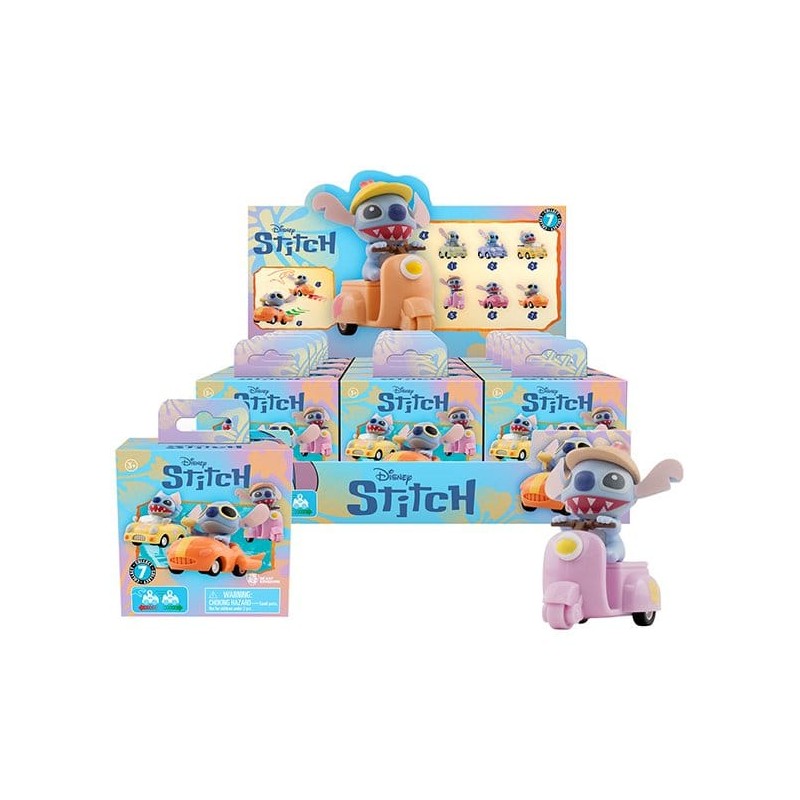 Disney Zoom Hero Friction Vehicles with Lilo & Stitch Series 2 Figure Mystery Box Display Stand (12)