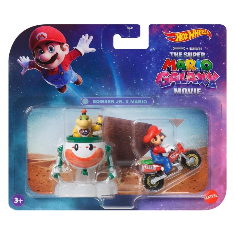 Super Mario Hot Wheels Die-Cast Vehicles 2-Pack 1/64 Mario & Bowser Jr.