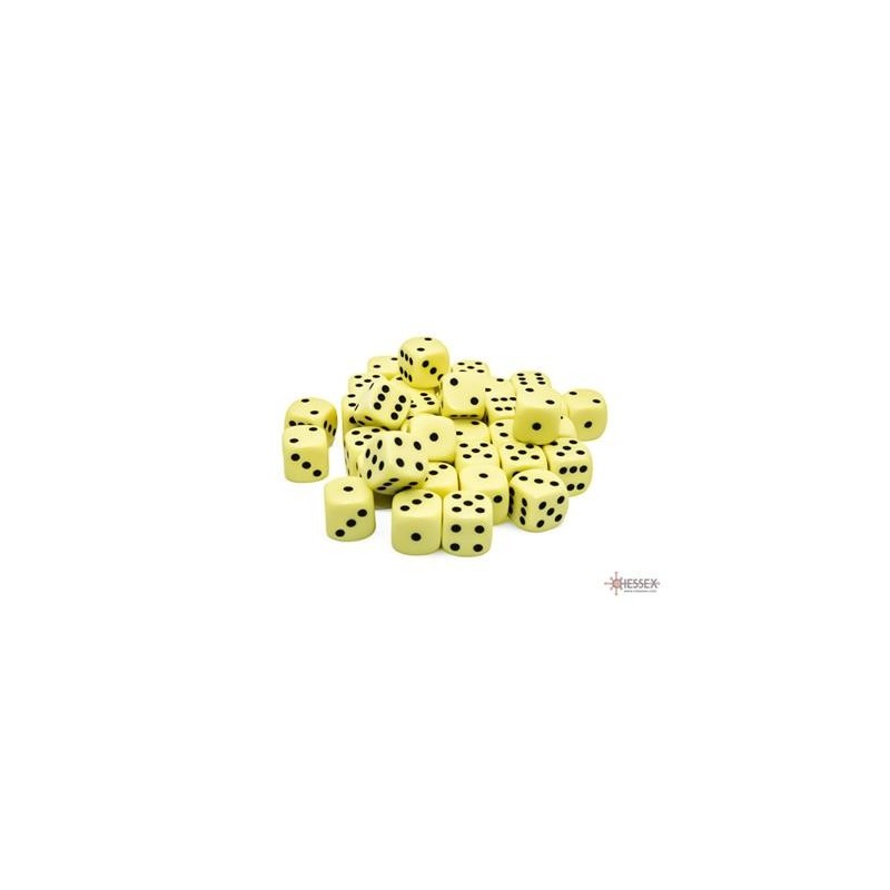 Chessex - Opaque 12mm d6 (36 Cubes) - Pastel Yellow/black | 601982043148