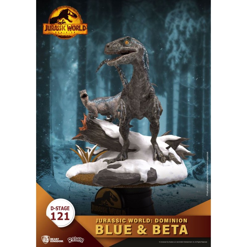 Jurassic World : Le Monde d'après D-Stage PVC Diorama Blue & Beta 13 cm reproduction | 4711203451433