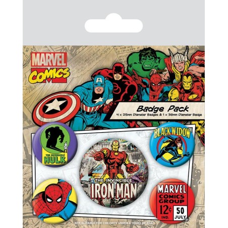 Marvel Comics pack 5 badges Iron Man