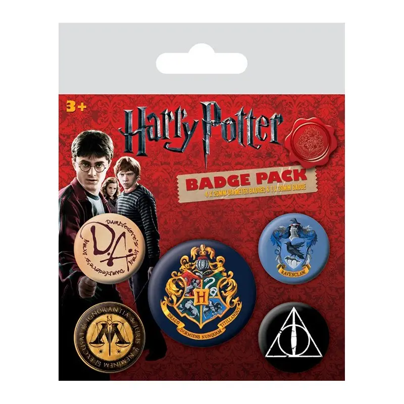 Harry Potter pack 5 badges Hogwarts | 5050293804859